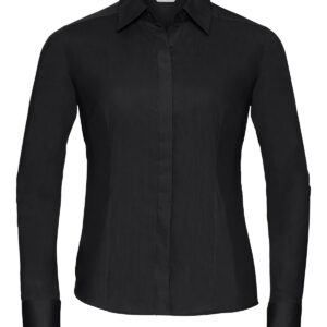 Women's long sleeve polycotton easycare fitted poplin shirt